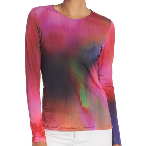 Petit Pois by Viviana G Top Long Sleeve Fitted Tie Dye Ombre Magenta S NWT - Picture 3 of 8